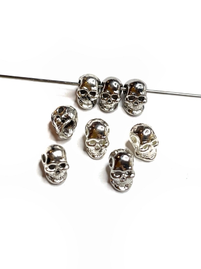 Picture of Skull Bead 8x5mm Silver x10