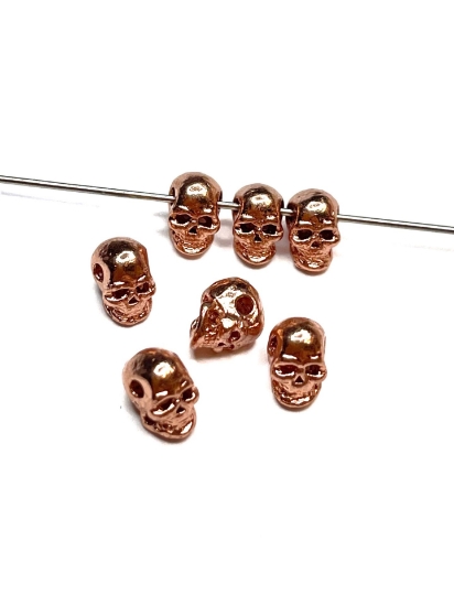 Picture of Skull Bead 8x5mm Rose Gold x10