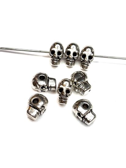 Picture of Skull Bead 10x5mm Silver Tone x1
