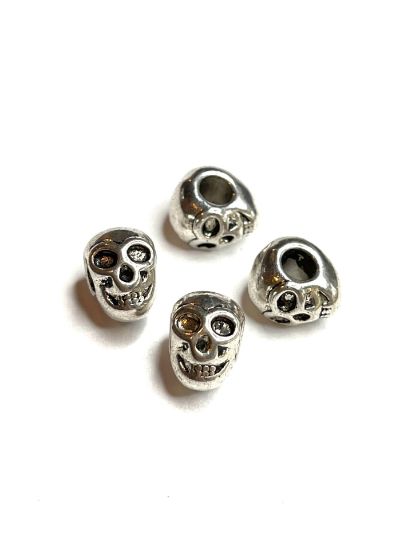 Picture of Skull Bead 13x9mm Silver Tone x1