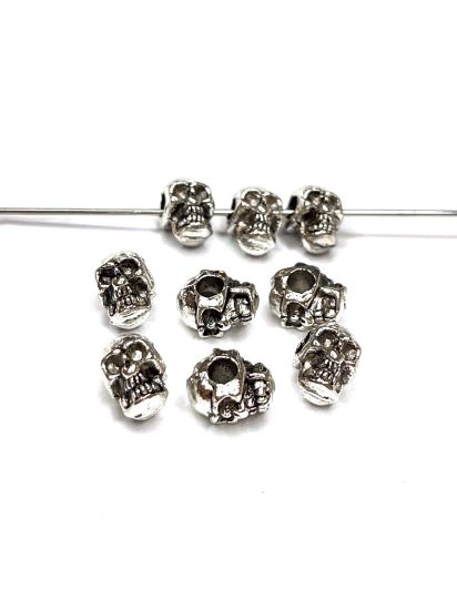 Picture of Skull Bead 8x6mm Silver Tone x1