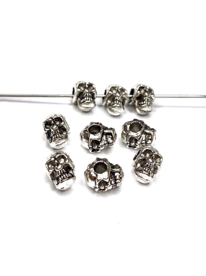 Picture of Skull Bead 8x6mm Silver x5