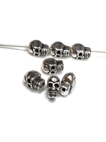 Picture of Skull Bead 10x6mm Silver Tone x1