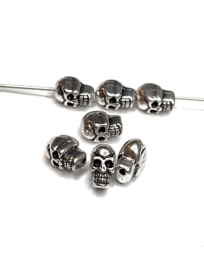 Picture of Skull Bead 10x6mm Silver x10