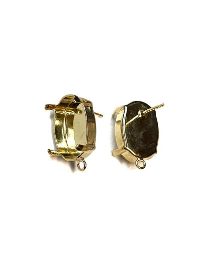 Picture of Ear Stud 4120 Oval 14x10mm w/ Loop 24Kt Gold Plate x2