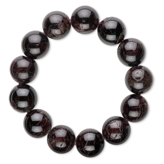 Picture of Bracelet Garnet 14mm round x1