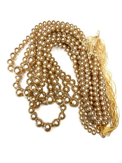 Picture of Japanese Vintage Glass Pearls 6-12mm Cream 3 strands x48cm