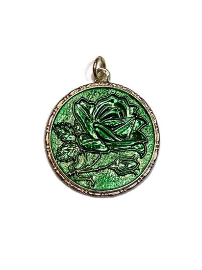 Picture of Vintage Bohemian Pendant 32mm 'Roses' Green x1