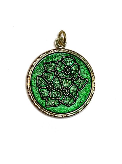 Picture of Vintage Bohemian Pendant 32mm "Pansies" Green x1