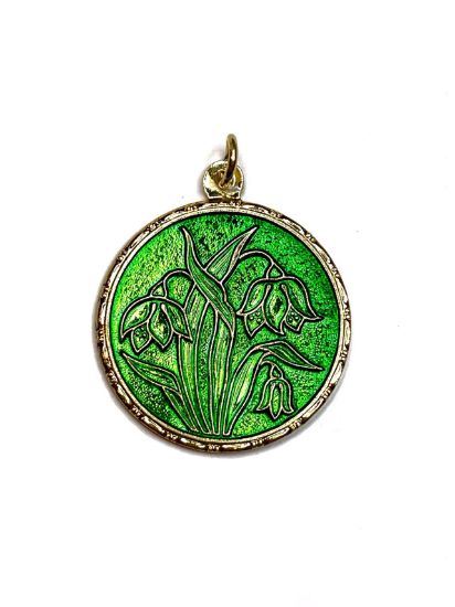 Picture of Vintage Bohemian Pendant 32mm "Galanthus" Green x1