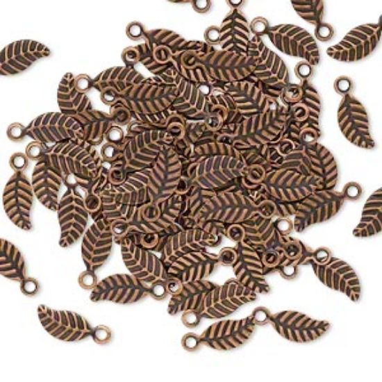 Picture of Charm double-sided Leaf 7x3.5mm Antique Copper Plated x10