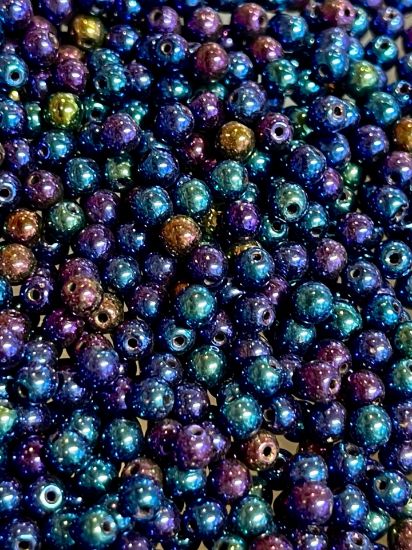 Picture of Round beads 3mm Jet Blue Iris x50
