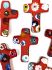 Picture of Millefiori Glass Bead Cross 37x27mm Red x1 