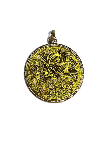 Picture of Vintage Bohemian Pendant 32mm "Roses" Yellow x1
