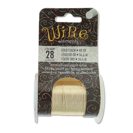 Picture of Wire Lacquered Tarnish Resistant 28 Gauge (.32mm) Gold x36.6m