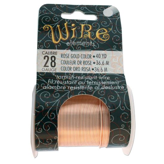 Picture of Wire Lacquered Tarnish Resistant 28 Gauge (.32mm) Rose Gold x36.6m