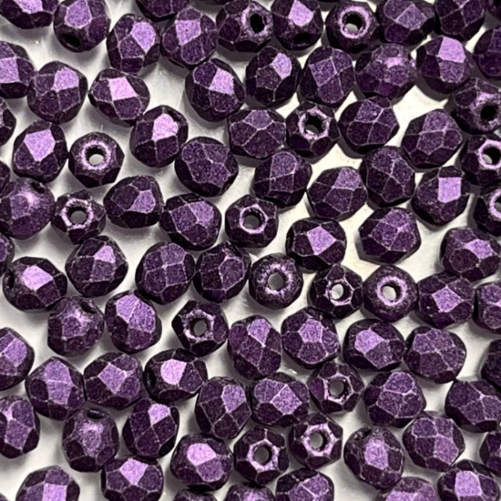 Picture of Fire-Polished 3mm Metallic Mat Purple x100