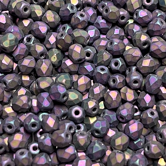 Picture of Fire-Polished 3mm Jet Mat Purple Iris x100