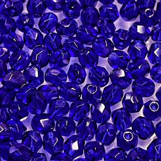Picture of Fire-Polished Glass bead 4mm Royal Blue x50
