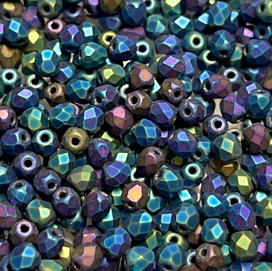 Picture of Fire-Polished 3mm Jet Blue Iris Mat x50