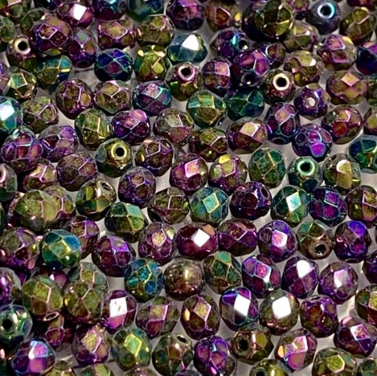 Picture of Fire-Polished 4mm Jet Purple Iris x50
