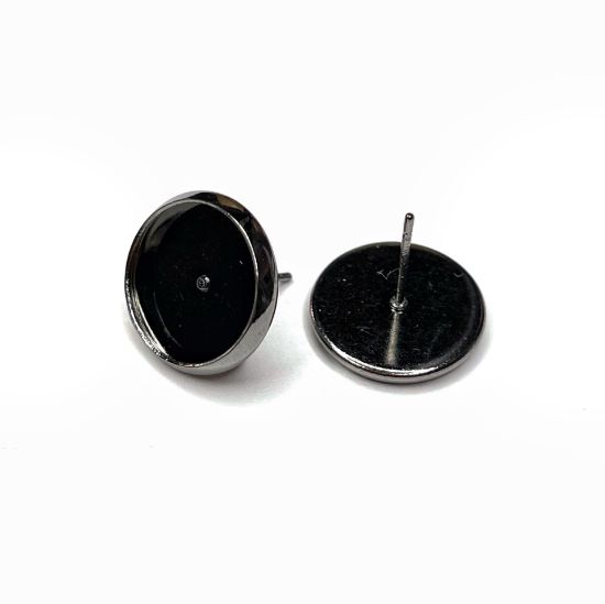 Picture of Ear stud setting 12mm round Gunmetal x10