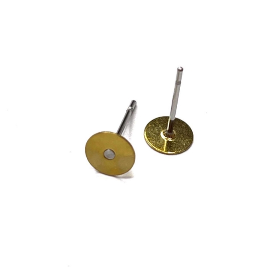 Picture of Ear stud  flat pad 3mm round Gold x10