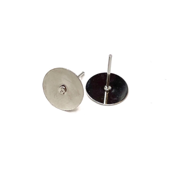Picture of Ear stud flat pad 10mm round Silver x100