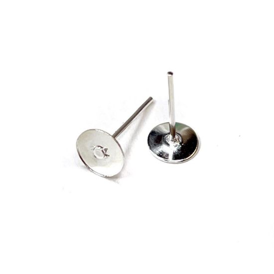Picture of Earstud 6mm flat pad Shiny Silver x10