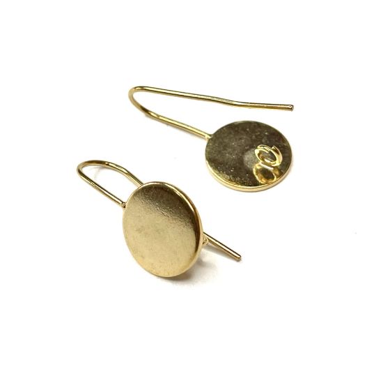 Picture of Premium Earwire 10mm flat pad w/loop Gold Plate x2
