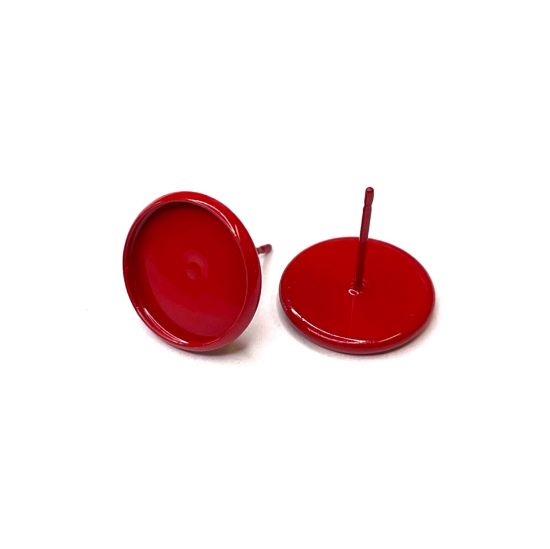Picture of Ear stud setting 12mm round Red x2