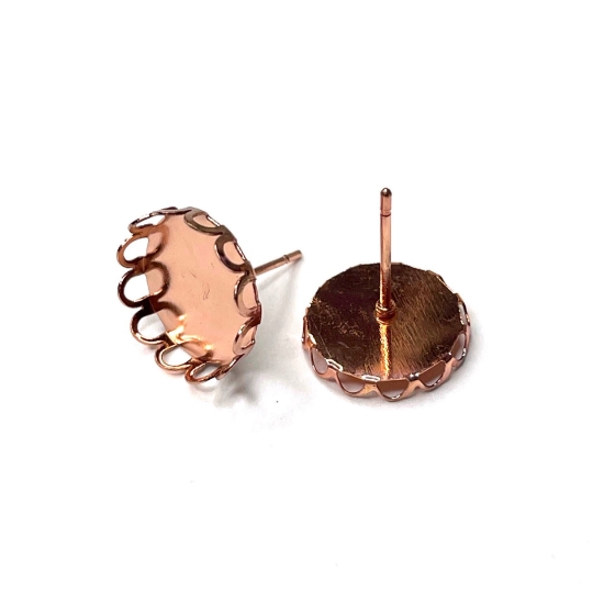 Picture of Ear stud setting 12mm round Rose Gold x10