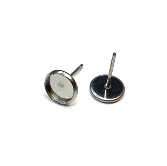 Picture of Stainless Steel Ear stud setting 6mm round x10