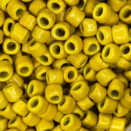 Picture of Vintage Venetian Glass Crow Beads 6x9mm Yellow x20 