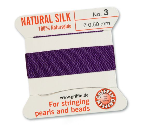 Picture of Griffin Silk Beading Cord & Needle size #3 - 0,50mm Amethyst x2m