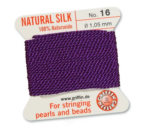 Picture of Griffin Silk Beading Cord & Needle size #16 - 1,05mm Amethyst x2m