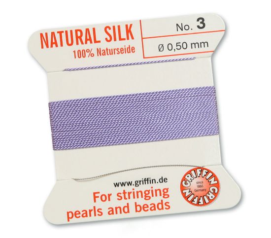 Picture of Griffin Silk Beading Cord & Needle size #3 - 0,50mm Lilac x2m