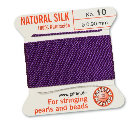 Picture of Griffin Silk Beading Cord & Needle size #10 - 0,90mm Amethyst x2m