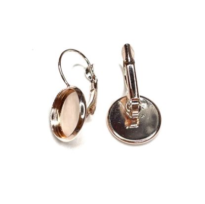 Image de Ear wire Leverback setting 12mm round Rose Gold x10