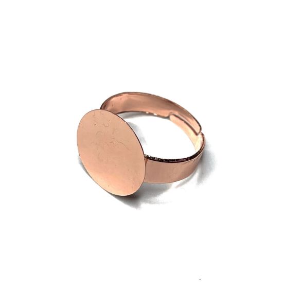 Picture of Ring base flat pad 15mm round Rose Gold x1