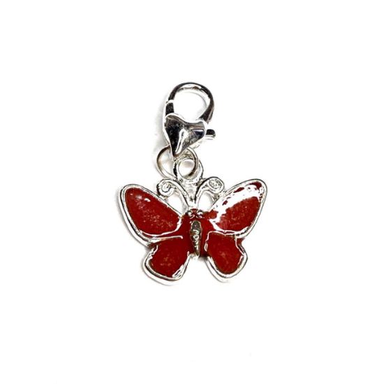Picture of Enamel Clip On Charm Butterfly 19x17mm Red x1