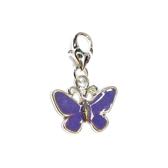 Picture of Enamel Clip On Charm Butterfly 19x17mm Violet x1