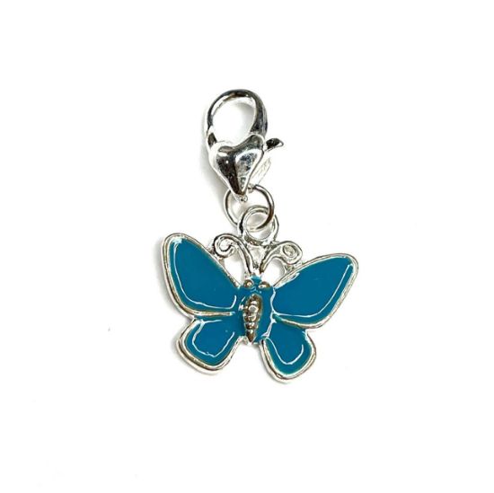 Picture of Enamel Clip On Charm Butterfly 19x17mm Aqua x1