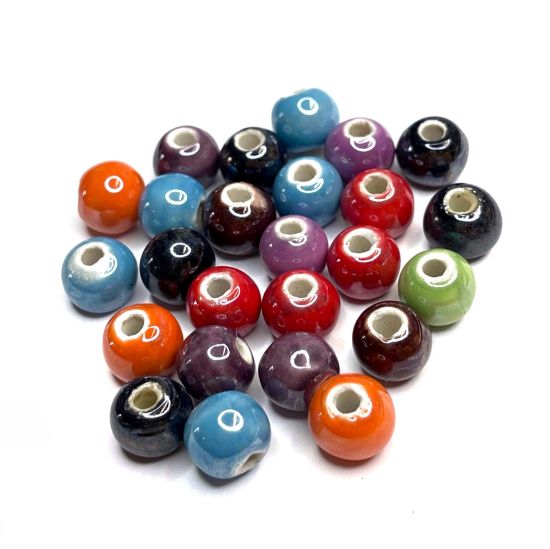 Picture of Porcelain Round Bead 8mm w/ 2-2.5mm hole Mix x25