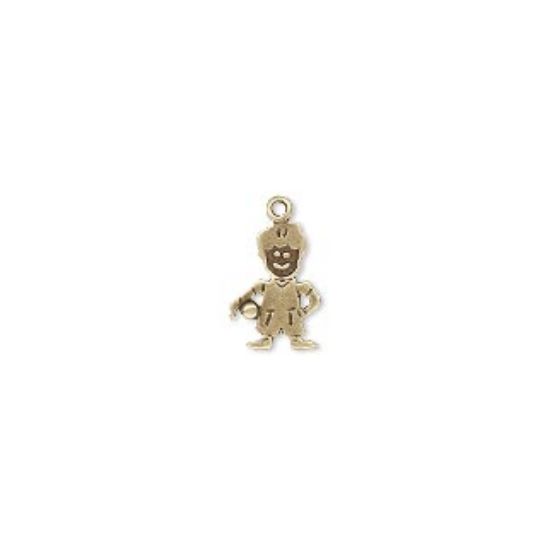 Picture of JBB Charm "Boy with ball" 11x8mm Antiqued Brass x1