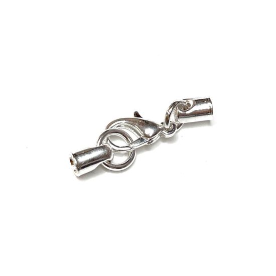 Picture of Cord Ends Ø3-4mm with 12mm Lobster Clasp Silver Plate x1