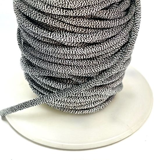 Picture of Cord polyester/LAMÉ 3mm Silver with Black x1m