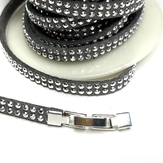 Picture of Flat Faux leather 5mm w/ crystals x10cm