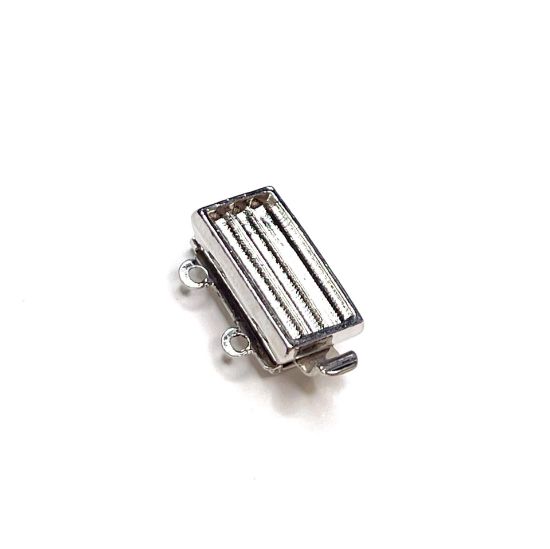 Picture of Claspgarten 13x7mm 2-strand Delica Pattern Rhodium plated x1