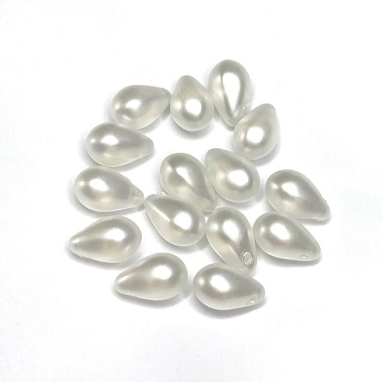 Picture of Side Drill Tear Drop 9x6mm White Satin x25